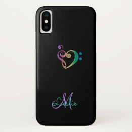 Rainbow Music Clef Heart iPhone X Case