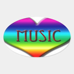 Rainbow Music Heart for Music Teachers Gifts Oval Sticker