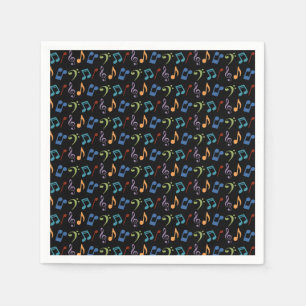 Rainbow Music Notes (Black) Napkin