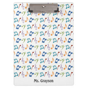 Rainbow Music Notes Clipboard-Personalised Clipboard
