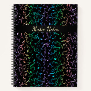 Rainbow Music Notes Personalised Notebook
