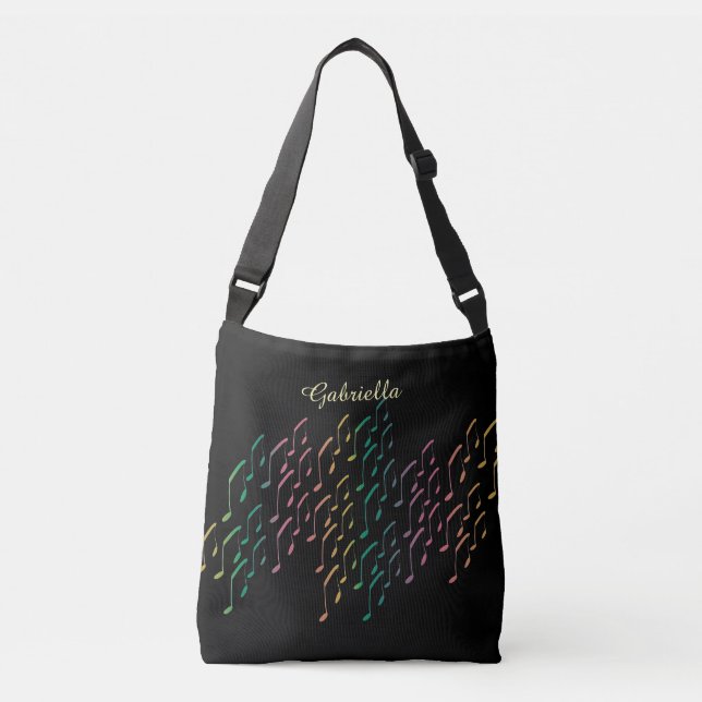 Rainbow Music Notes Personalised Tote Bag (Front)