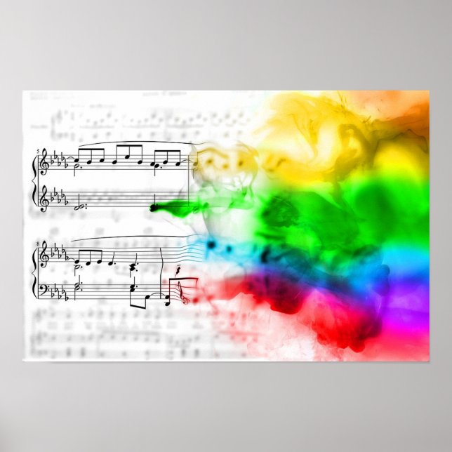 Rainbow Music Notes Poster (Front)
