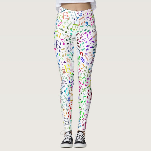 rainbow music notes rockstar leggings (Front)