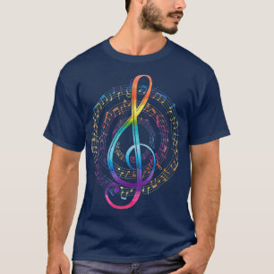 Rainbow Music Notes Treble Clef T-Shirt