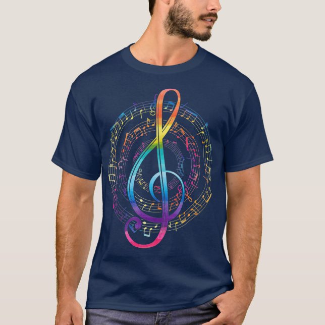 Rainbow Music Notes Treble Clef T-Shirt (Front)