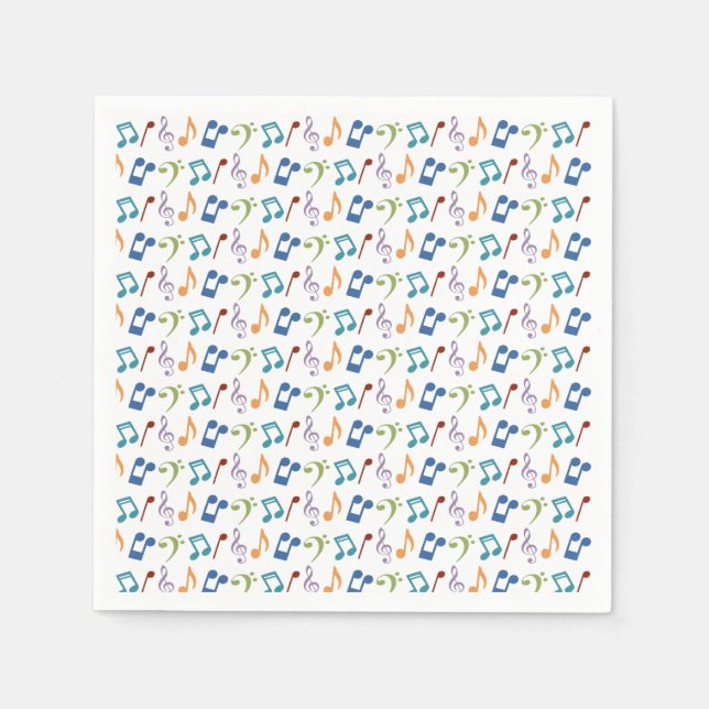 Rainbow Music Notes (White) Napkin (Front)