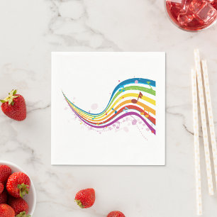 Rainbow Music Wave Paper Napkins