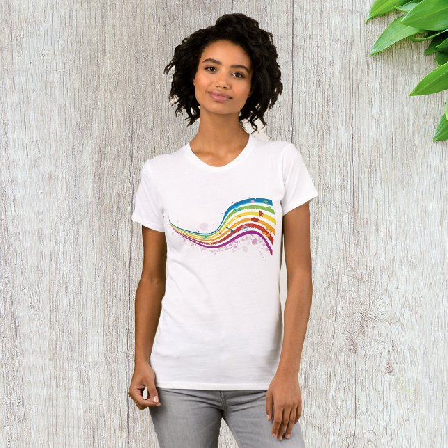 Rainbow Music Wave Womens T-Shirt (Creator Uploaded)