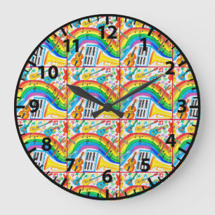 Rainbow Musical Instruments Band Teacher Musician Large Clock