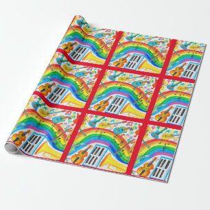 Rainbow Musical Instruments Band Teacher Musician  Wrapping Paper