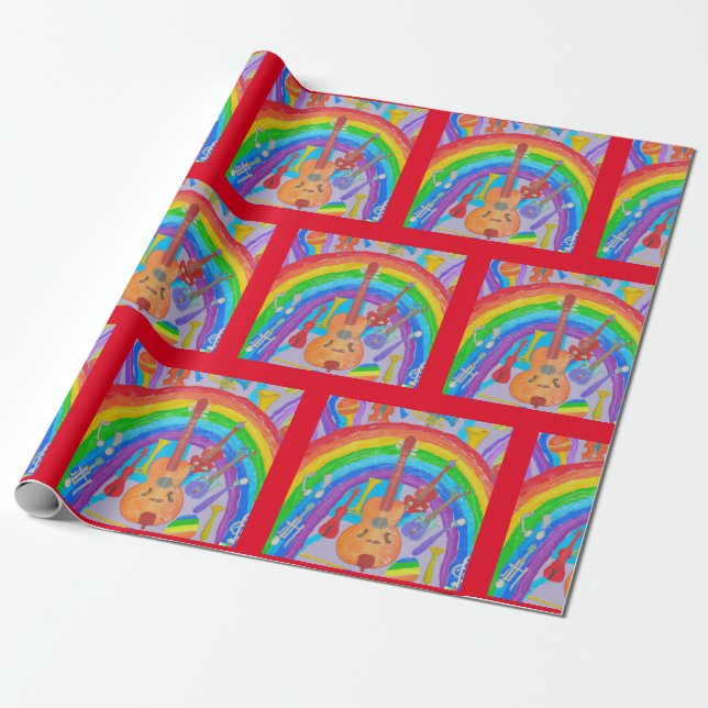 Rainbow Musical Instruments Band Teacher Musician  Wrapping Paper (Unrolled)