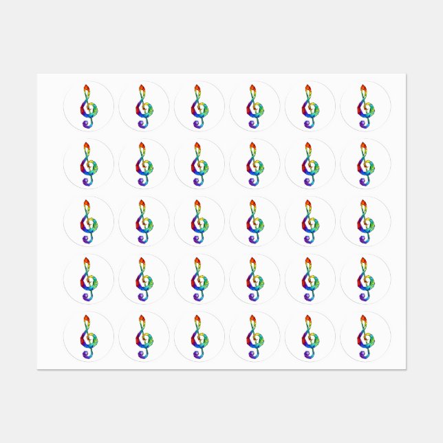 Rainbow musical key treble clef (Sheet)