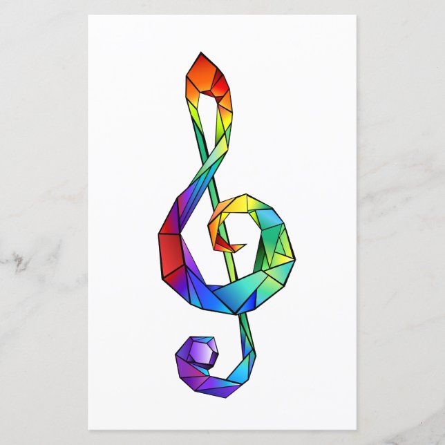 Rainbow musical key treble clef (Front)
