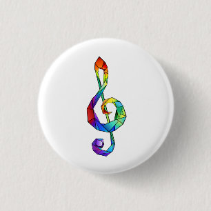 Rainbow Musical Key treble clef 3 Cm Round Badge