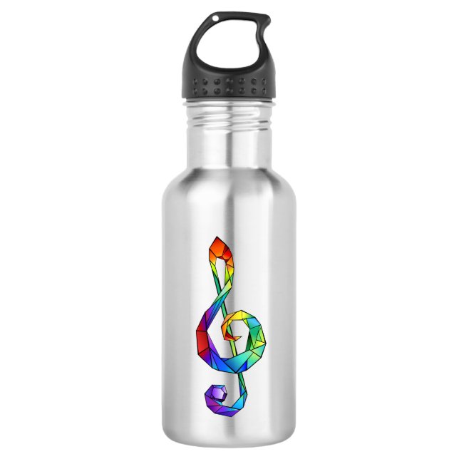 Rainbow musical key treble clef 532 ml water bottle (Front)