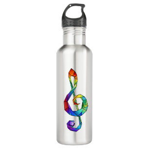 Rainbow musical key treble clef 710 ml water bottle