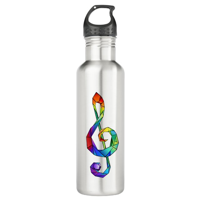 Rainbow musical key treble clef 710 ml water bottle (Front)