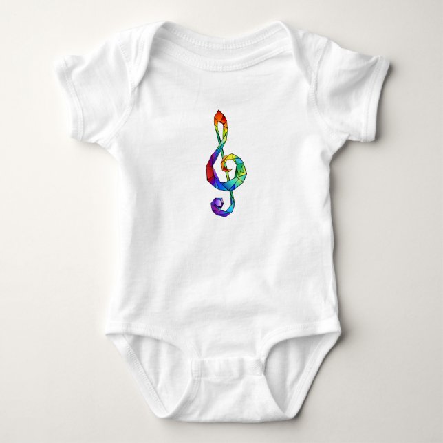 Rainbow musical key treble clef baby bodysuit (Front)