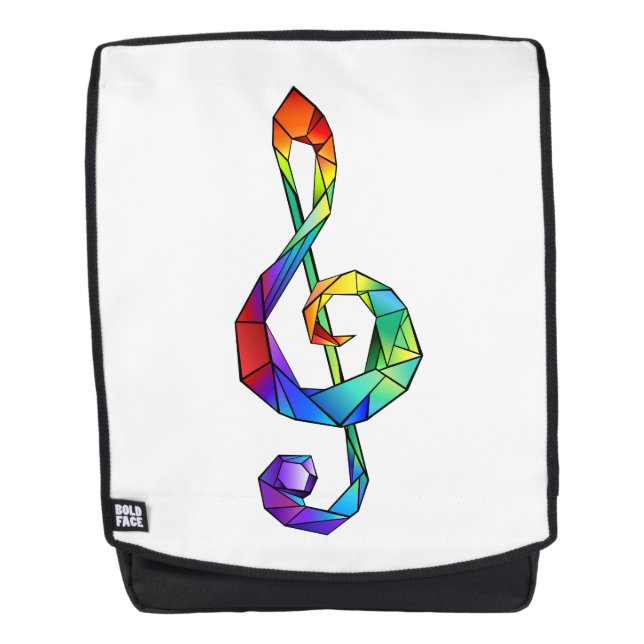 Rainbow musical key treble clef backpack (Front)