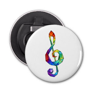Rainbow musical key treble clef bottle opener
