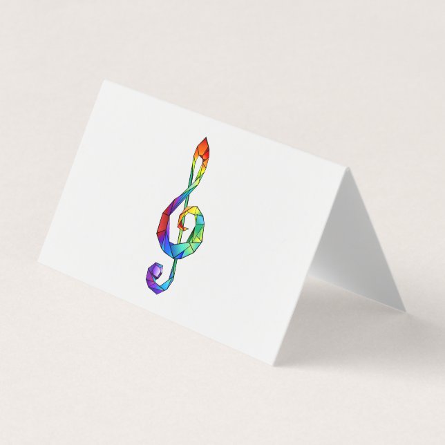 Rainbow musical key treble clef business card (Front)