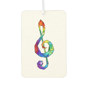 Rainbow musical key treble clef car air freshener