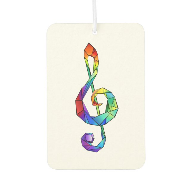 Rainbow musical key treble clef car air freshener (Front)