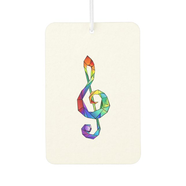 Rainbow musical key treble clef car air freshener (Front)