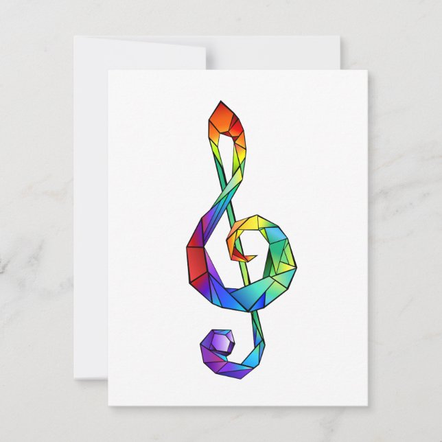 Rainbow musical key treble clef card (Front)