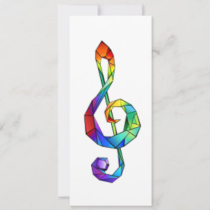 Rainbow musical key treble clef card
