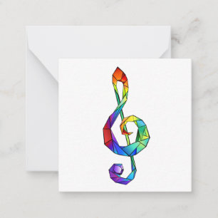 Rainbow musical key treble clef card