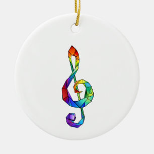 Rainbow Musical Key treble clef Ceramic Tree Decoration
