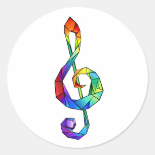 Rainbow Musical Key treble clef Classic Round Sticker