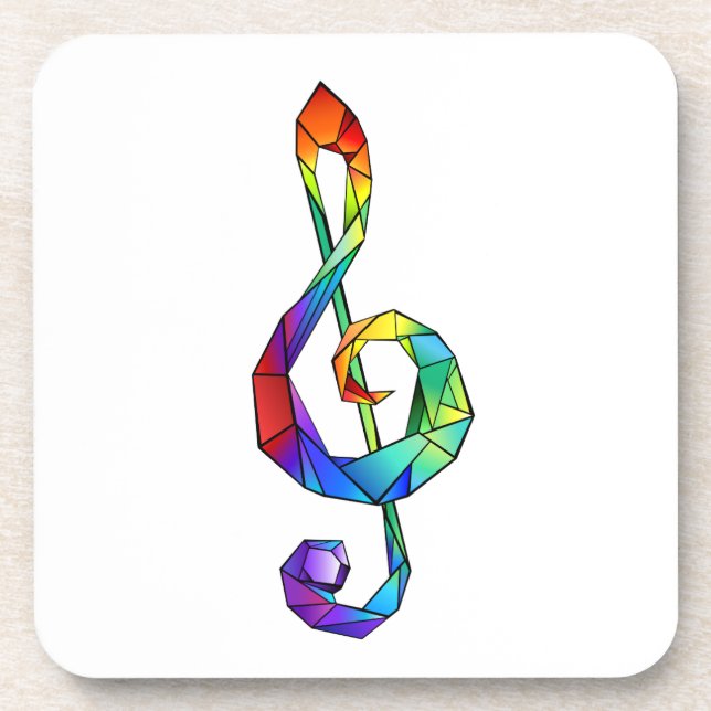 Rainbow musical key treble clef coaster (Front)
