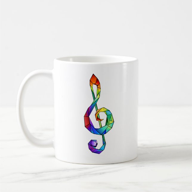 Rainbow Musical Key treble clef Coffee Mug (Left)