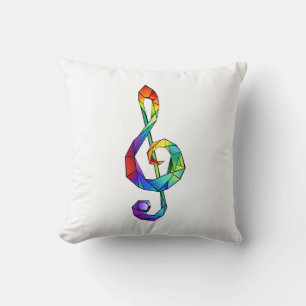 Rainbow Musical Key treble clef Cushion