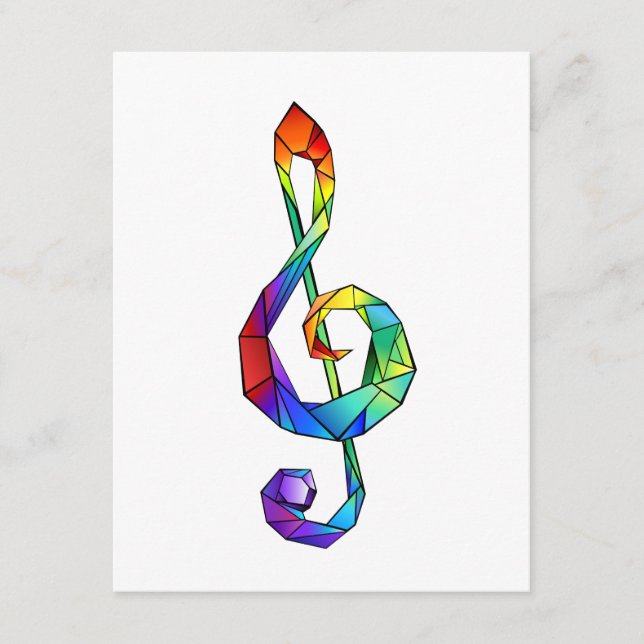 Rainbow musical key treble clef enclosure card (Front)