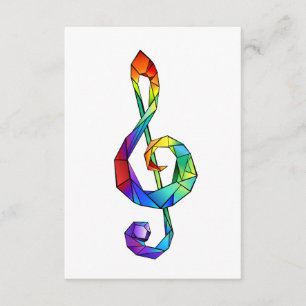 Rainbow musical key treble clef enclosure card