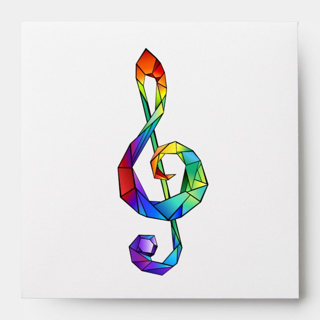 Rainbow musical key treble clef envelope (Front)