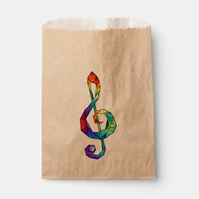Rainbow musical key treble clef favour bags (Front)
