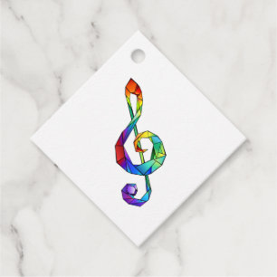 Rainbow musical key treble clef favour tags