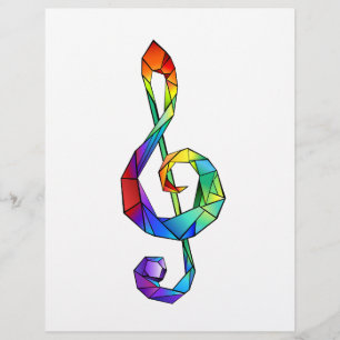 Rainbow musical key treble clef flyer