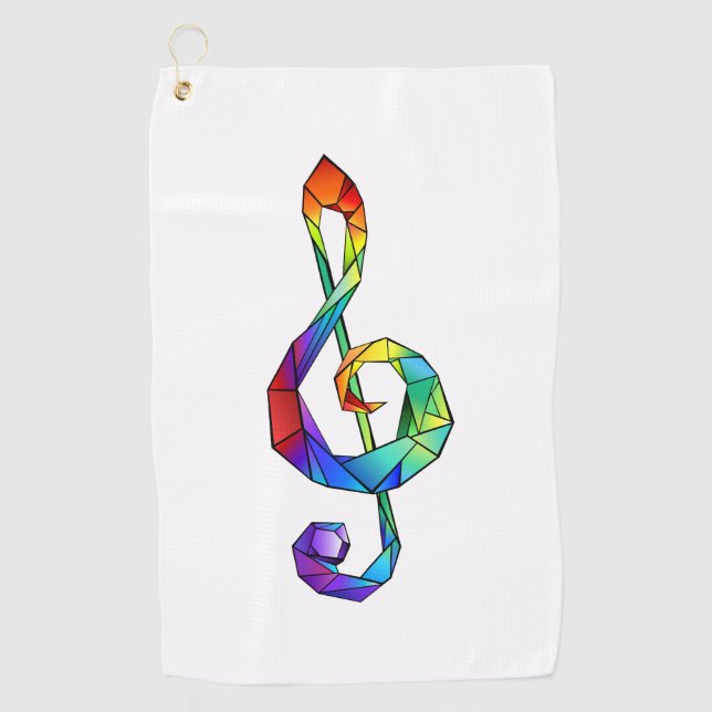 Rainbow musical key treble clef golf towel (Front)