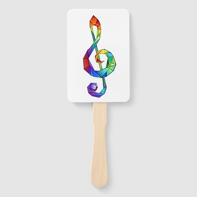 Rainbow musical key treble clef hand fan (Front)