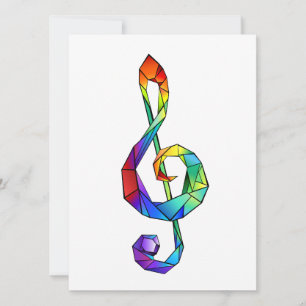 Rainbow musical key treble clef holiday card