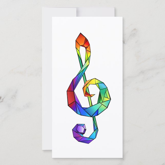 Rainbow musical key treble clef holiday card (Front)
