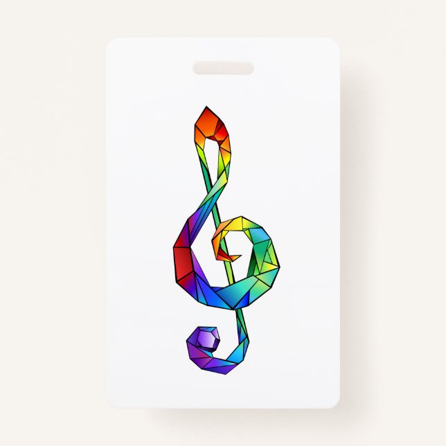 Rainbow Musical Key treble clef ID Badge (Front)