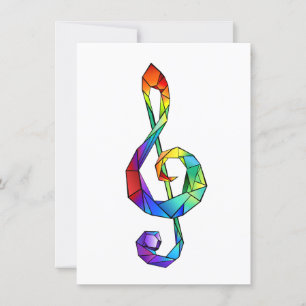 Rainbow Musical Key treble clef Invitation