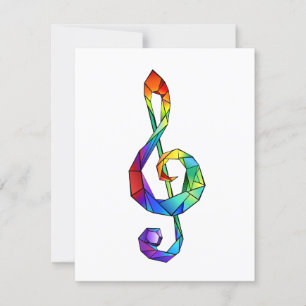 Rainbow musical key treble clef invitation